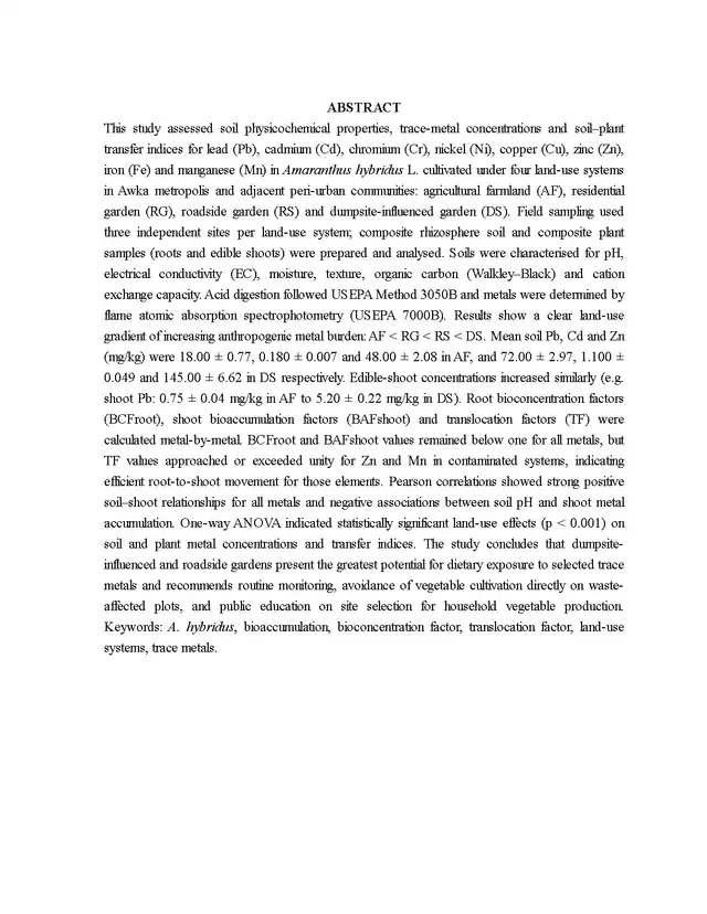 Abstract page of a generated final year project: one justified paragraph under a centred heading, ending with keywords.