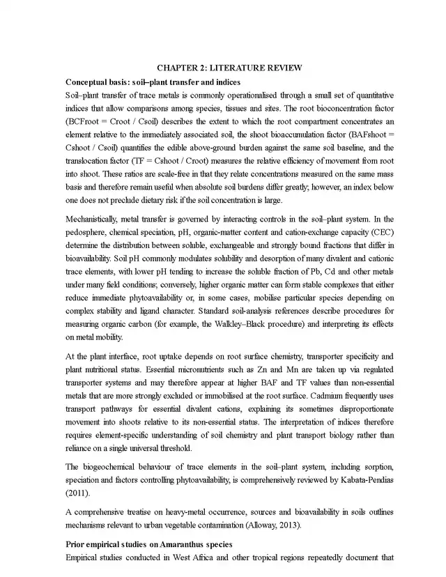 First page of the literature review chapter, with bold subsection headings and cited paragraphs.
